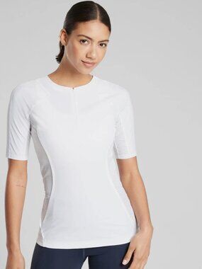 NWT Athleta Pacifica II Tee Fitted Short Sleeve UPF White Sports Women's M